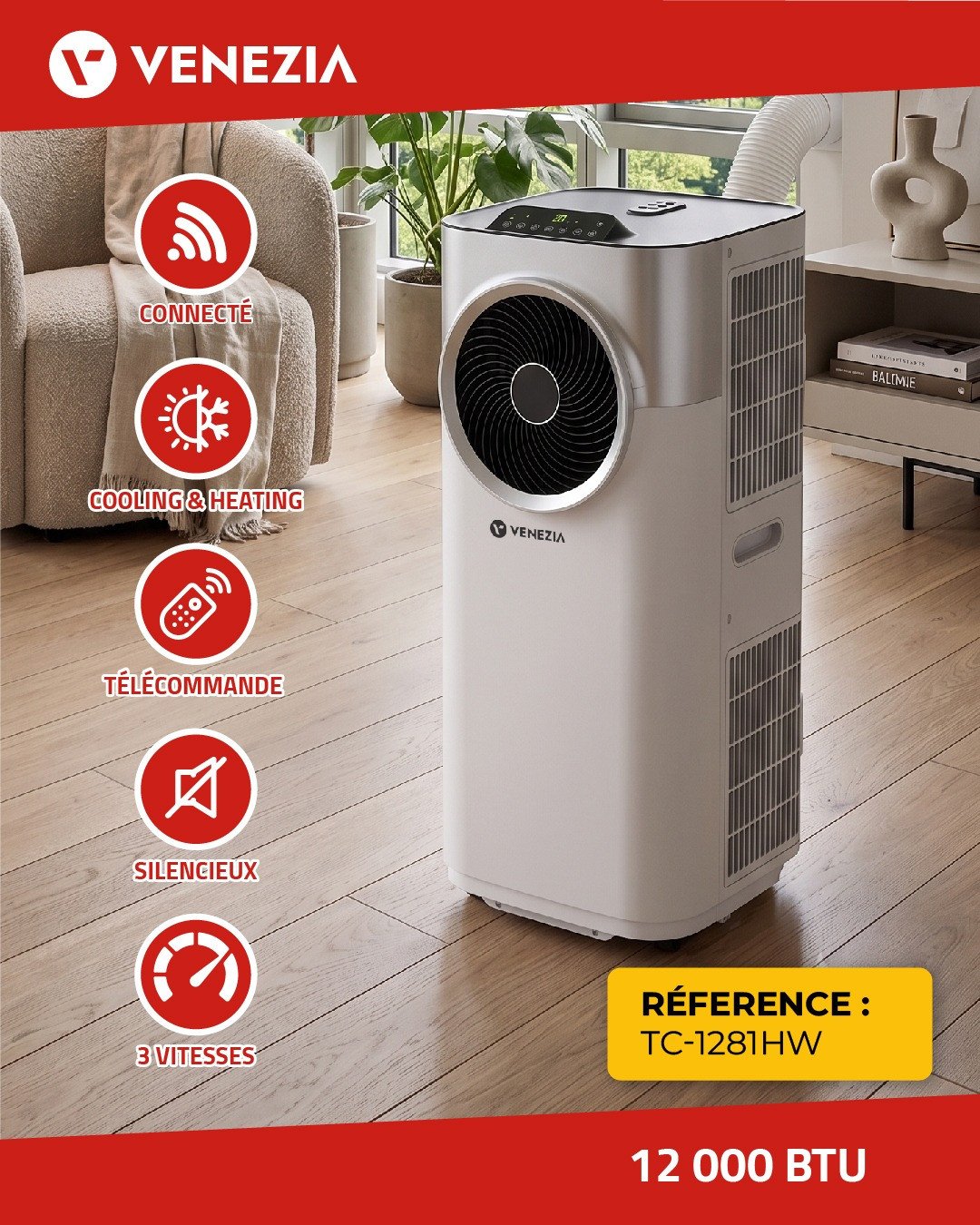 Climatiseur mobile venezia froide et chaude 9000but /12000BTU
