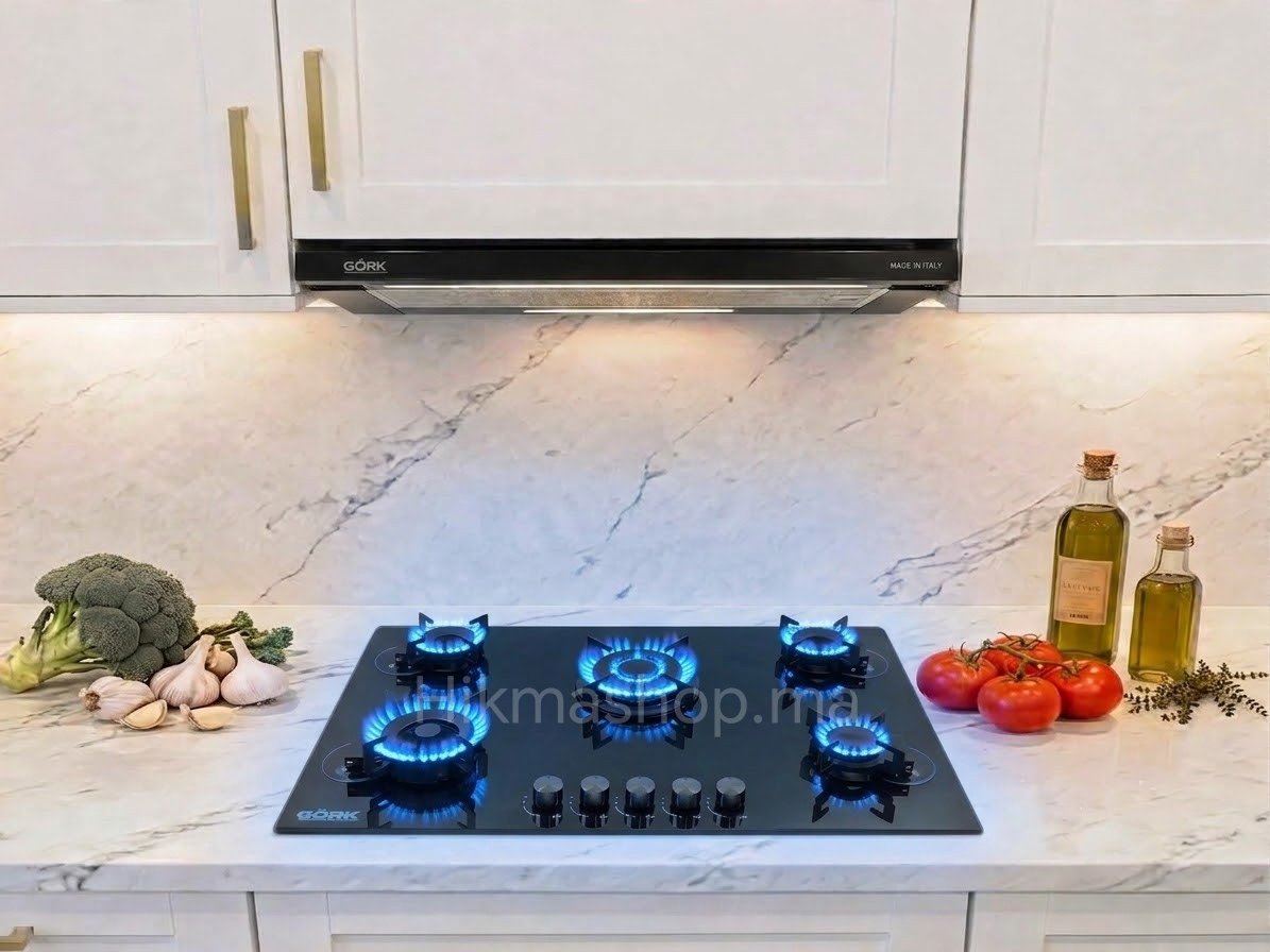 Plaque de cuisson 5f 90cm verre noir trempé |Gôrk international