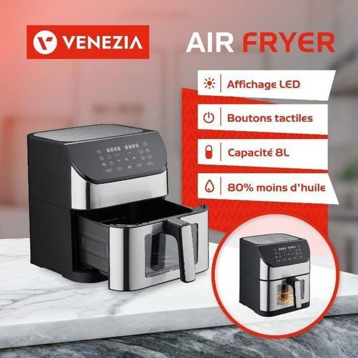 Air frayr friteuse à air chaud sans huile 8L venezia