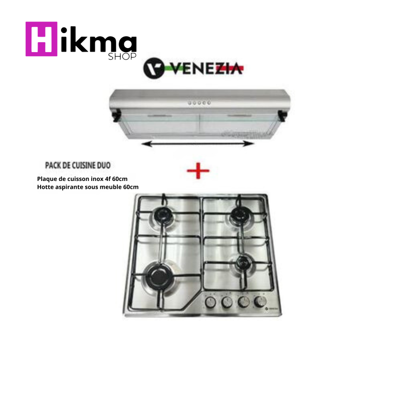 Duo de cuisson inox encastrable 4f 60 cm venezia