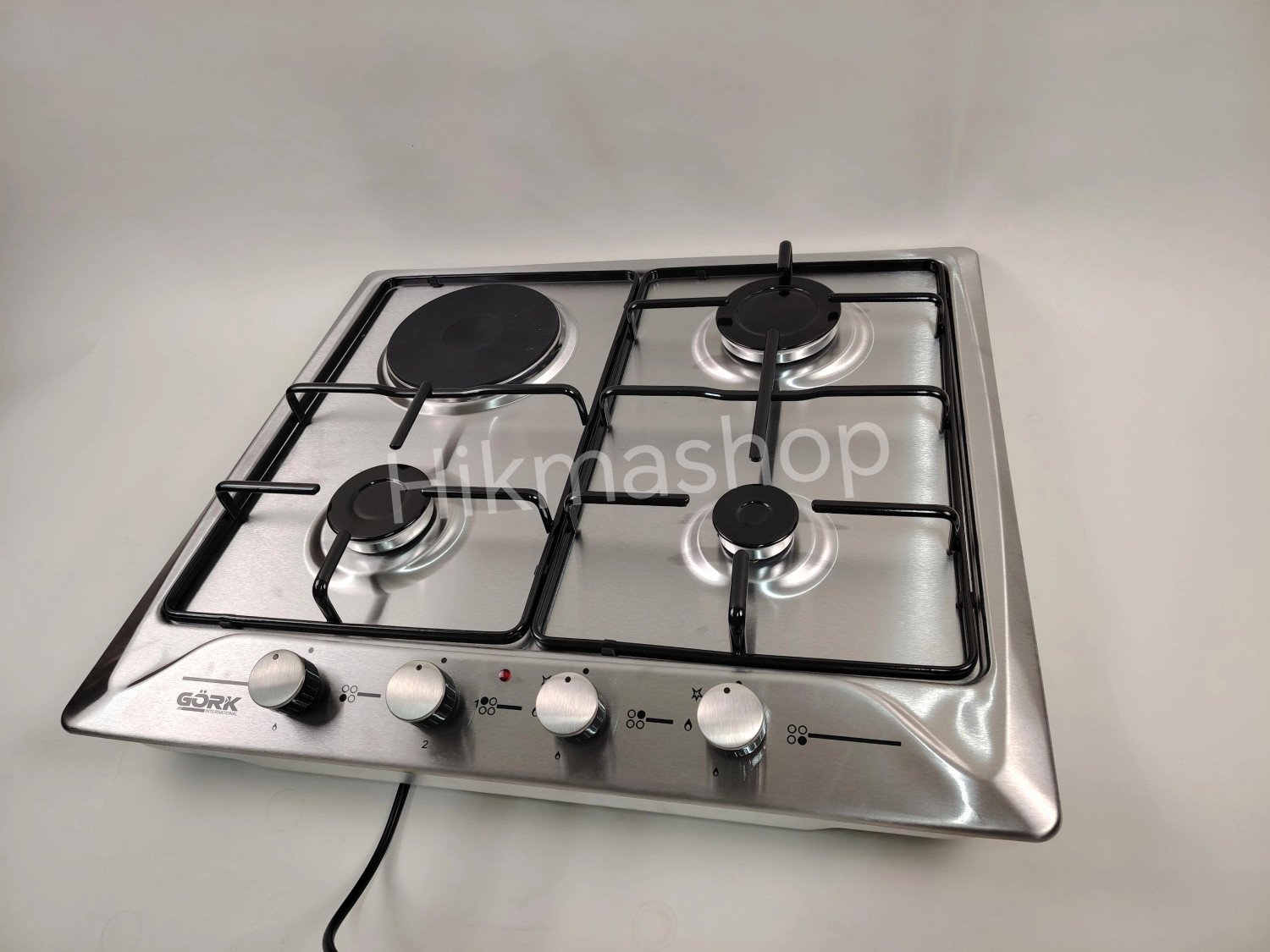 Plaque de Cuisson 3 Feux – Gaz + 1 Électrique – 60 cm – Inox Gôrk