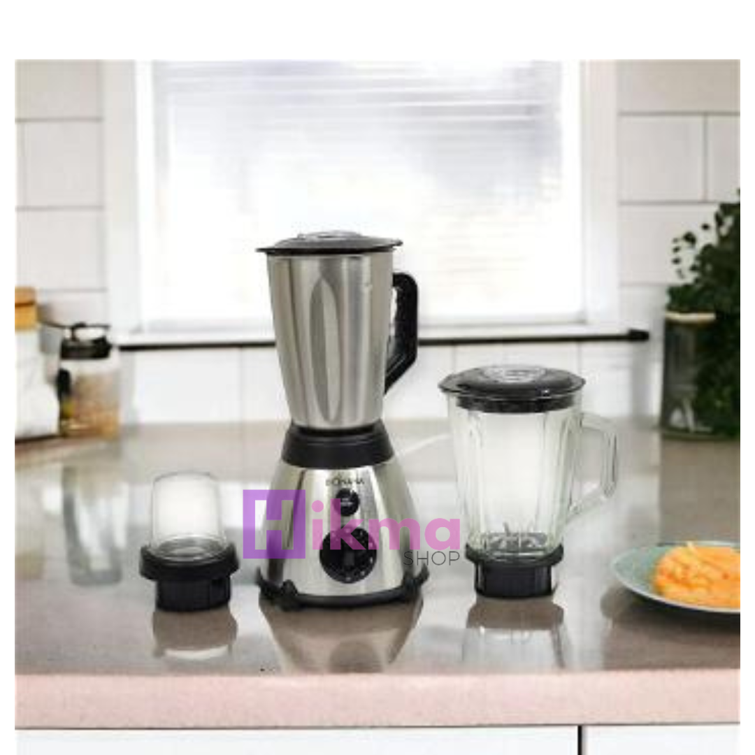 BONANA Blender avec 2 bol Verre et inox 1,5L et 1 à épices