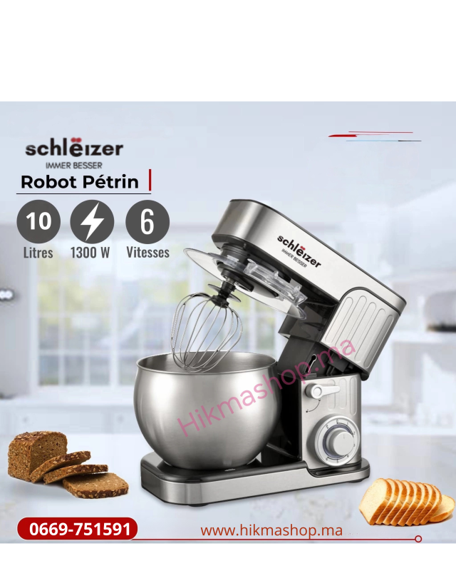 Robot pâtissier multifonctions Schleizer  – Bol inox 10L